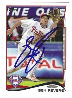 Autographed BEN REVERE Philadelphia Phillies 2014 Topps Card