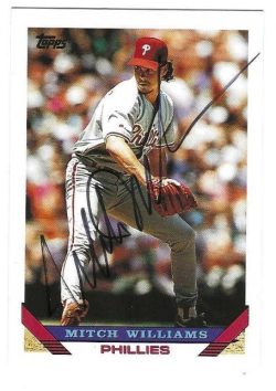 Autographed MITCH WILLIAMS Philadelphia Phillies 1993 Topps Card