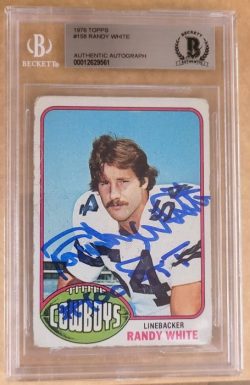 Autographed RANDY WHITE Dallas Cowboys 1976 Topps Rookie Card #424 Beckett