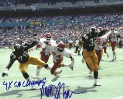 Autographed LARRY BROWN "4x SB Champs" 8X10 Pittsburgh Steelers Photo