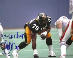 Autographed LARRY BROWN "4x SB Champs" 8X10 Pittsburgh Steelers Photo