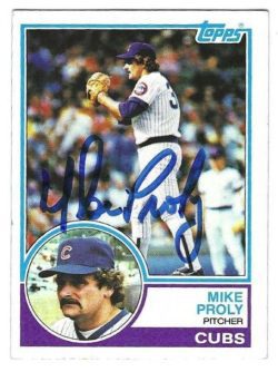 Autographed MIKE PROLY Chicago Cubs 1983 Topps Card