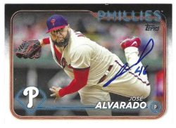 Autographed JOSE ALVARADO Philadelphia Phillies 2024 Topps Card