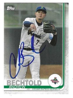 Autographed ANDREW BECHTOLD Cedar Rapids Kernals 2019 Topps Card