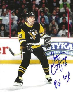 Autographed JAY CAUFIELD "92 Cup" 8X10 Pittsburgh Penguins Photo