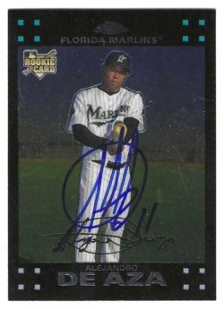 Autographed ALEJANDRO DE AZA Florida Marlins 2007 Topps Chrome Card