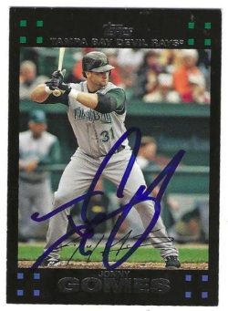 Autographed JONNY GOMES Tampa Bay Devil Rays 2007 Topps Card