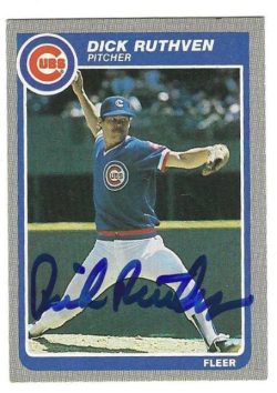 Autographed Dick Ruthven Chicago Cubs 1985 Fleer Card
