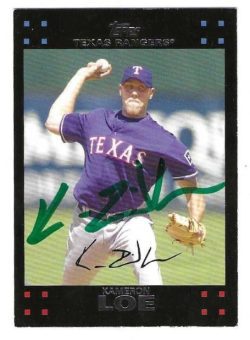 Autographed KAMERON LOE Texas Rangers 2007 Topps Card