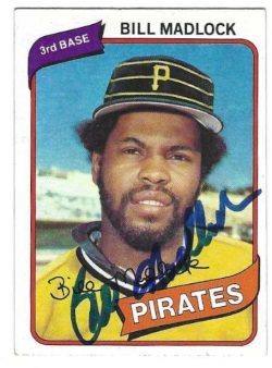 Autographed BILL MADLOCK Pittsburgh Pirates 1980 Topps Card