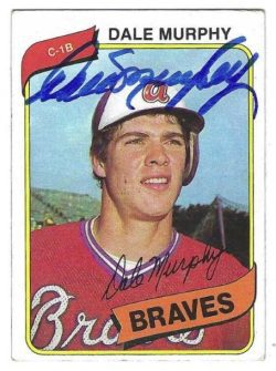Autographed DALE MURPHY Atlanta Braves 1980 Topps Card