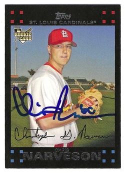 Autographed CHRIS NARVESON St. Louis Cardinals 2007 Topps Card
