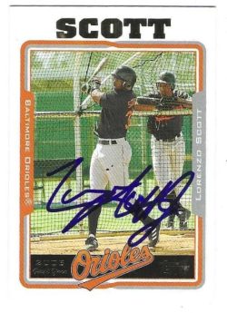 Autographed LORENZO SCOTT Baltimore Orioles 2005 Topps Card