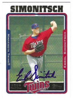 Autographed ERROL SIMONITSCH Minnesota Twins 2005 Topps Card