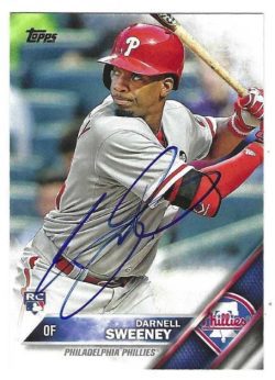 Autographed DARNELL SWEENEY  Philadelphia Phillies 2016 Topps Card