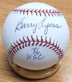 Autographed BARRY LYONS "86 WSC"  Official Major League Baseball
