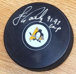 Autographed JIM PAEK "91, 92 Cup Pittsburgh Penguins Hockey Puck