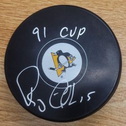 Autographed RANDY GILHEN "91 Cup" Pittsburgh Penguins Hockey Puck