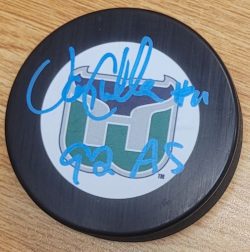 Autographed JOHN CULLEN "92 AS" Hartford Whalers Hockey Puck
