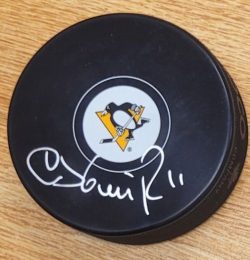 Autographed DARIUS KASPARAITIS Pittsburgh Penguins Hockey Puck