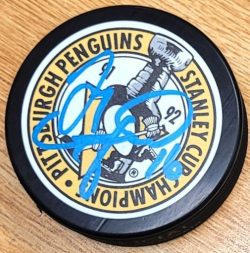 Autographed JAY CAUFIELD Pittsburgh Penguins 1991-92 Stanley Cup Hockey Puck
