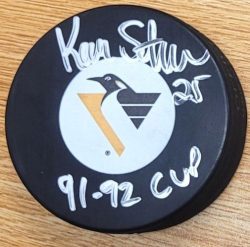 Autographed KEVIN STEVENS "91,92 Cup" Pittsburgh Penguins Hockey Puck