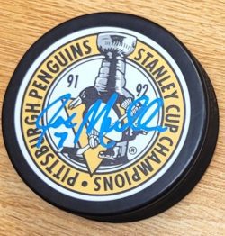 Autographed JOE MULLEN Pittsburgh Penguins 1991-92 Stanley Cup Hockey Puck JSA
