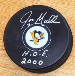 Autographed JOE MULLEN "HOF 2000" Pittsburgh Penguins Hockey Puck JSA