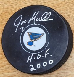 Autographed JOE MULLEN "HOF 2000" St. Louis Blues Hockey Puck JSA