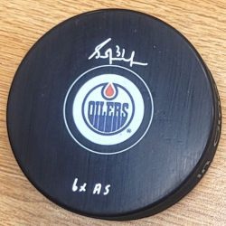 Autographed GRANT FUHR "6X AS" Edmonton Oilers Hockey Puck JSA
