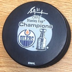Autographed GRANT FUHR Edmonton Oilers Stanley Cup 1984 Hockey Puck JSA