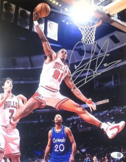Autographed DENNIS RODMAN 11X14 Chicago Bulls photo JSA