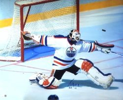 Autographed 16x20 GRANT FUHR "HOF 03" Edmonton Oilers Photo JSA