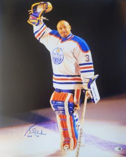 Autographed 16x20 GRANT FUHR "HOF 03" Edmonton Oilers Photo JSA