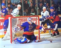 Autographed 16x20 GRANT FUHR "HOF 03" St. Louis Blues Photo JSA