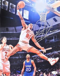 Autographed DENNIS RODMAN 11X14 Chicago Bulls photo JSA