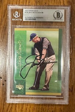 Autographed  2001  Upper Deck Jack Nicklaus card #126 Beckett Slabbed