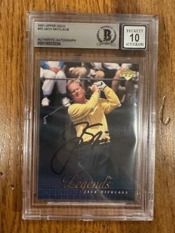 Signed 2001 Upper Deck Jack Nicklaus card #53 Beckett Slabbed auto grade 10