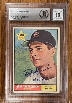 Signed 1961 Topps Carl Yastrzemski Boston Red Sox card #287 Beckett Slabbed 10