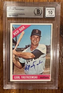 Signed 1966 Topps Carl Yastrzemski Boston Red Sox card #70 Beckett Slabbed 10