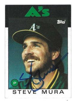 Autographed STEVE MURA Oakland A's 1986 Topps Card