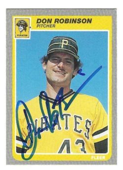 Autographed DON ROBINSON Pittsburgh Pirates 1985 Fleer Card
