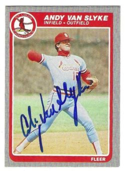 Autographed  ANDY VAN SLYKE St. Louis Cardinals 1985 Fleer Card