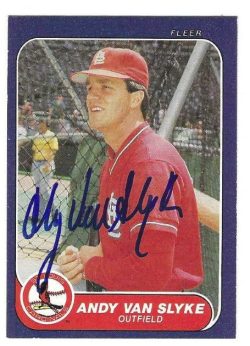 Autographed  ANDY VAN SLYKE St. Louis Cardinals 1986 Fleer Card