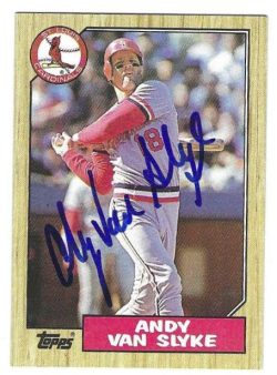 Autographed  ANDY VAN SLYKE St. Louis Cardinals 1987 Topps Card