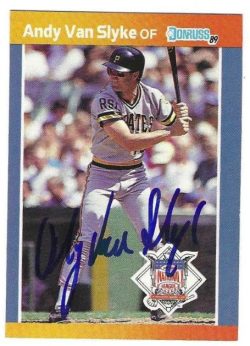 Autographed  ANDY VAN SLYKE Pittsburgh Pirates 1989 Donruss All Strars Card