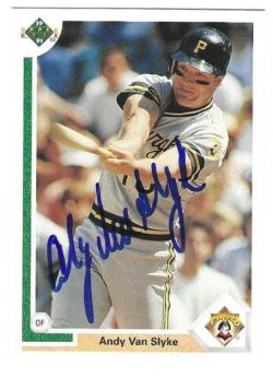 Autographed ANDY VAN SLYKE Pittsburgh Pirates 1991 Upper Deck Card