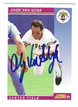 Autographed ANDY VAN SLYKE Pittsburgh Pirates 1992 Score Card