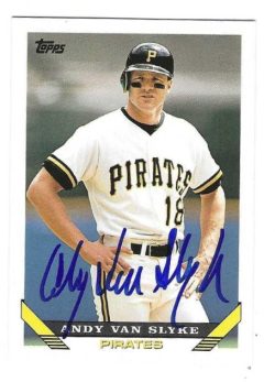 Autographed ANDY VAN SLYKE Pittsburgh Pirates 1993 Topps Card