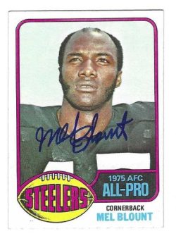 Autographed MEL BLOUNT Pittsburgh Steelers 1976 Topps Football card